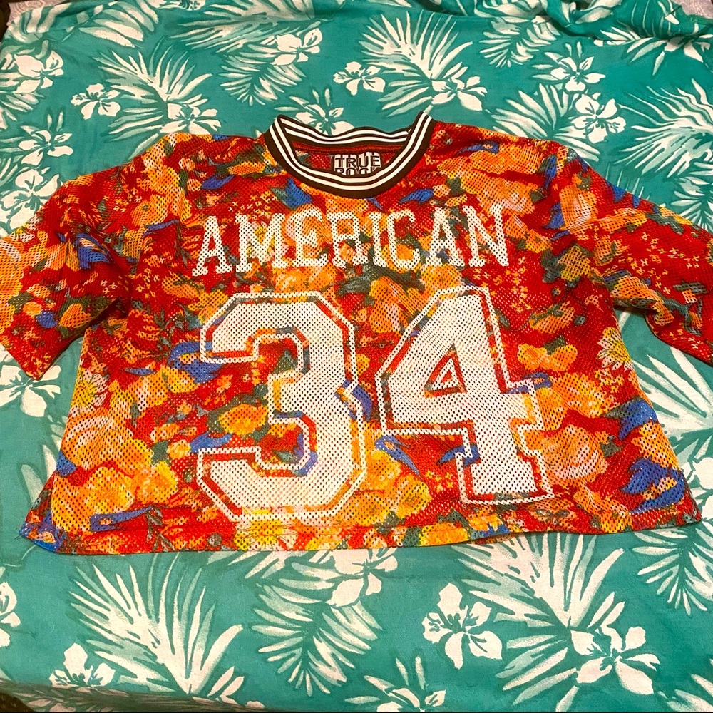 True Rock Womens OS Mesh Crop Football Jersey